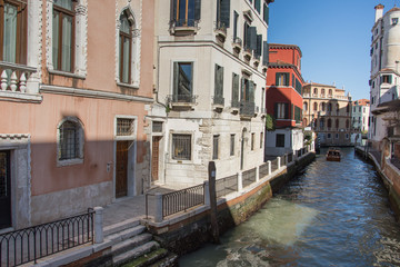 Fototapeta na wymiar canal with boats in Venice,Italy,Europe,march, 2019