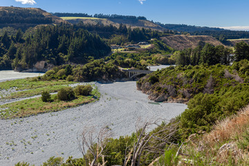 Obraz premium View of the dried up Rakaia River bed in summertime