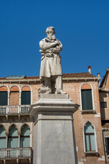 Fototapeta na wymiar Statue of Niccolo Tommaseo at Campo Santo Stefano, Venice, Italy,march, 2019