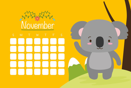 cute animals calendar