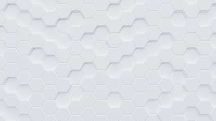 White hexagon pattern background.3d rendering
