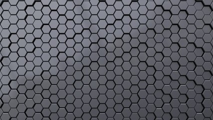 Geometric Hexagon abstract dark background. 3d rendering