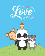 Obraz premium cute animals love card