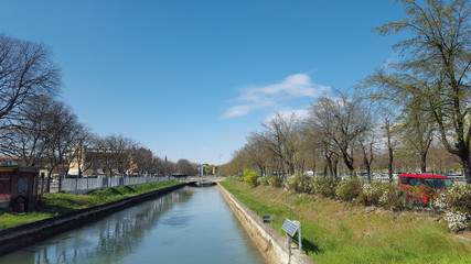 Fototapeta na wymiar View of the Canal in Verona, Italy,2019