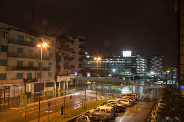 Obraz premium Mestre Street at night ,Near Venice in Italy,march , 2019