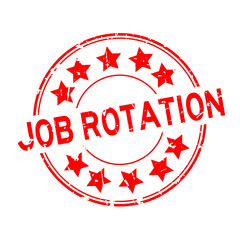 Grunge job rotation word with star icon round rubber seal stamp on white background