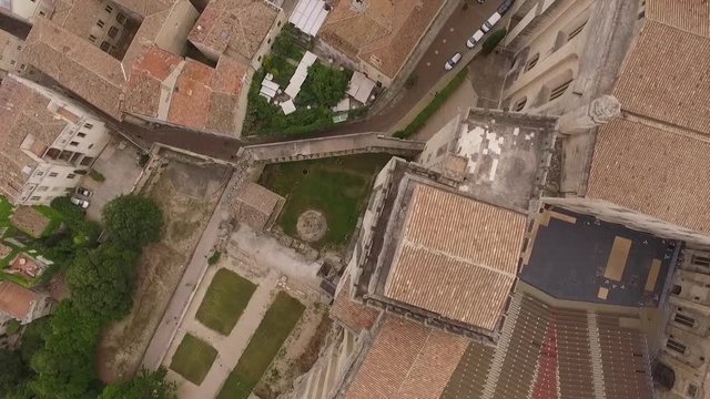 Aerial view of Avignon, the Popes Palace, Provence, France