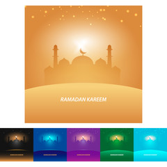 Six set of Minimal modern luxury Ramadan Kareem greeting post card and template banner
