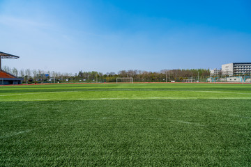 beautiful pattern of fresh green grass for football sport, football field, soccer field, team sport...