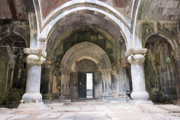 Alaverdi, Armenia - Jun 12 2018: Sanahin Monastery in Sanahin village, Alaverdi, Lori, Armenia. It is part of the World Heritage Site - Monasteries of Haghpat and Sanahin.