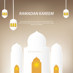 Paper cut Ramadan Kareem greeting card template