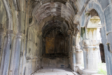 Alaverdi, Armenia - Jun 12 2018: Sanahin Monastery in Sanahin village, Alaverdi, Lori, Armenia. It is part of the World Heritage Site - Monasteries of Haghpat and Sanahin.