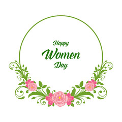 Vector illustration banner of happy women day with flower frames isolated on white backdrop