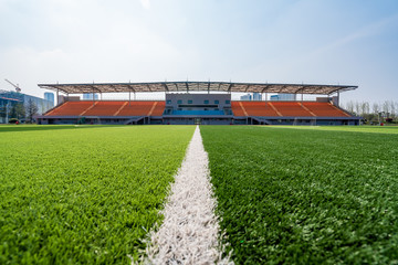 beautiful pattern of fresh green grass for football sport, football field, soccer field, team sport...
