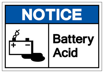Fototapeta na wymiar Notice Battery Acid Symbol Sign, Vector Illustration, Isolate On White Background Label .EPS10