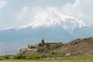 Foto op Canvas Ararat , Armenia - Jun 15 2018- Khor Virap Monastery with Mount Ararat. a famous Historic site in Lusarat, Ararat, Armenia. © beibaoke