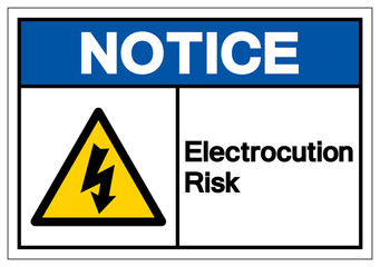 Notice Electrocution Risk Symbol Sign, Vector Illustration, Isolated On White Background Label .EPS10