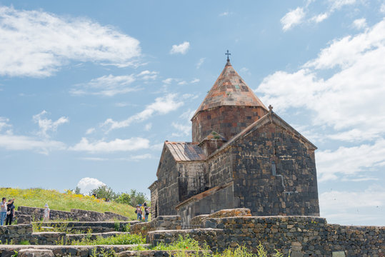 Sevan, Armenia - Jun 07 2018- Sevanavank Monastery. a famous Historic site in Sevan, Gegharkunik, Armenia.