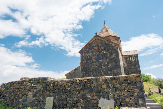 Sevan, Armenia - Jun 07 2018- Sevanavank Monastery. a famous Historic site in Sevan, Gegharkunik, Armenia.