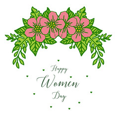 Vector illustration beauty crowd pink flower frame with shape of happy women day