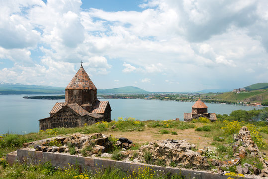 Sevan, Armenia - Jun 07 2018- Sevanavank Monastery. a famous Historic site in Sevan, Gegharkunik, Armenia.