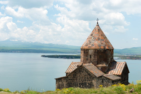 Sevan, Armenia - Jun 07 2018- Sevanavank Monastery. a famous Historic site in Sevan, Gegharkunik, Armenia.