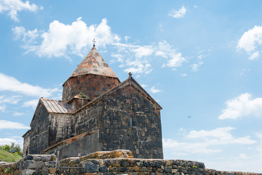 Sevan, Armenia - Jun 07 2018- Sevanavank Monastery. a famous Historic site in Sevan, Gegharkunik, Armenia.