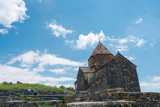 Sevan, Armenia - Jun 07 2018- Sevanavank Monastery. a famous Historic site in Sevan, Gegharkunik, Armenia.