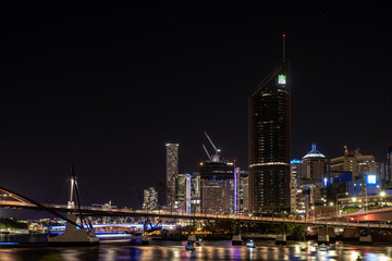 Obraz premium Brisbane City Skyline at Night