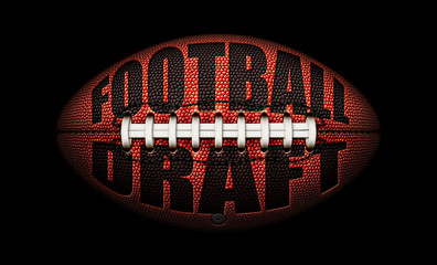 American Football embossed wth Football Draft on a black background © jimlarkin