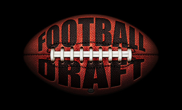 American Football Embossed Wth Football Draft On A Black Background