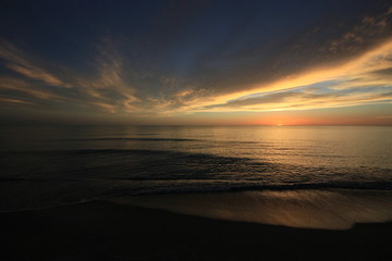 Sunset over the Gulf of Mexico on Captiva Island off the west coast of Florida in summer.