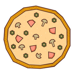 mushroom pizza cartoon vector illustration