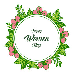 Obraz premium Vector illustration writing happy women day for crowd frame flower pink elegant