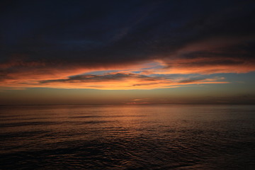 Sunset over the Gulf of Mexico on Captiva Island off the west coast of Florida in summer.