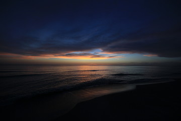 Sunset over the Gulf of Mexico on Captiva Island off the west coast of Florida in summer.