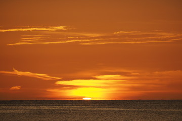 Sunset over the Gulf of Mexico on Captiva Island off the west coast of Florida in summer.