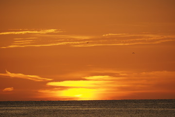 Sunset over the Gulf of Mexico on Captiva Island off the west coast of Florida in summer.