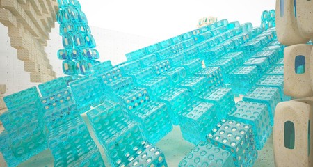 Empty abstract concrete and coquina smooth interior. Architectural background. 3D illustration and rendering