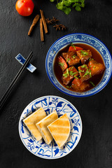 chiense beef stew , flat lay