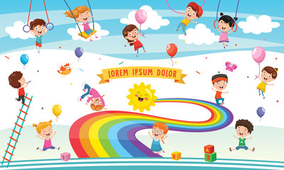 Vector Illustration Of Rainbow Children