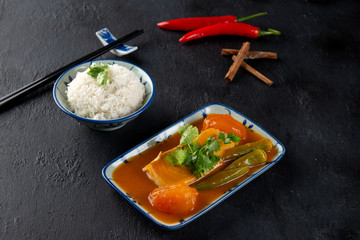 asam curry fish with rice