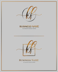 Initial K F KF handwriting logo vector. Letter handwritten logo template.