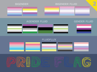 Pride Flags Bigender Agender Colors Set LGBTQ Set 2