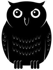 Black owl front vector icon