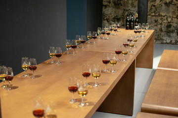 Table set for port wine tasting