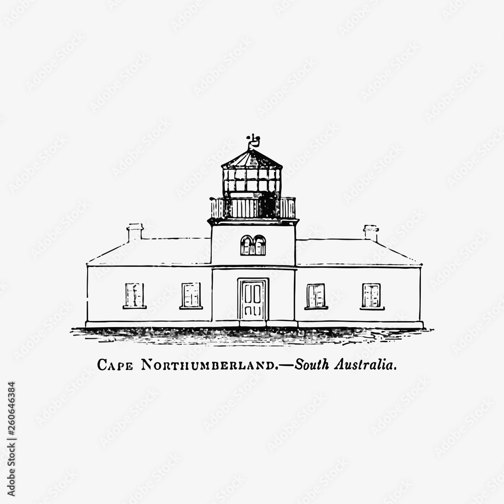 Sticker Lighthouse vintage drawing