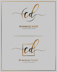 Initial C D CD handwriting logo vector. Letter handwritten logo template.