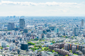 Obraz premium Wiosna scenerii Tokio Panoramę miasta Tokio, Japonia