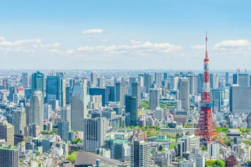 Poster Tokio Lente Tokyo landschap Tokyo skyline van de stad, Japan